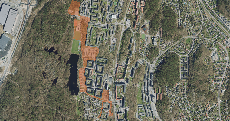Karta av förslaget till stadsutveckling i Biskopsgården. Bild: Göteborgs Stad