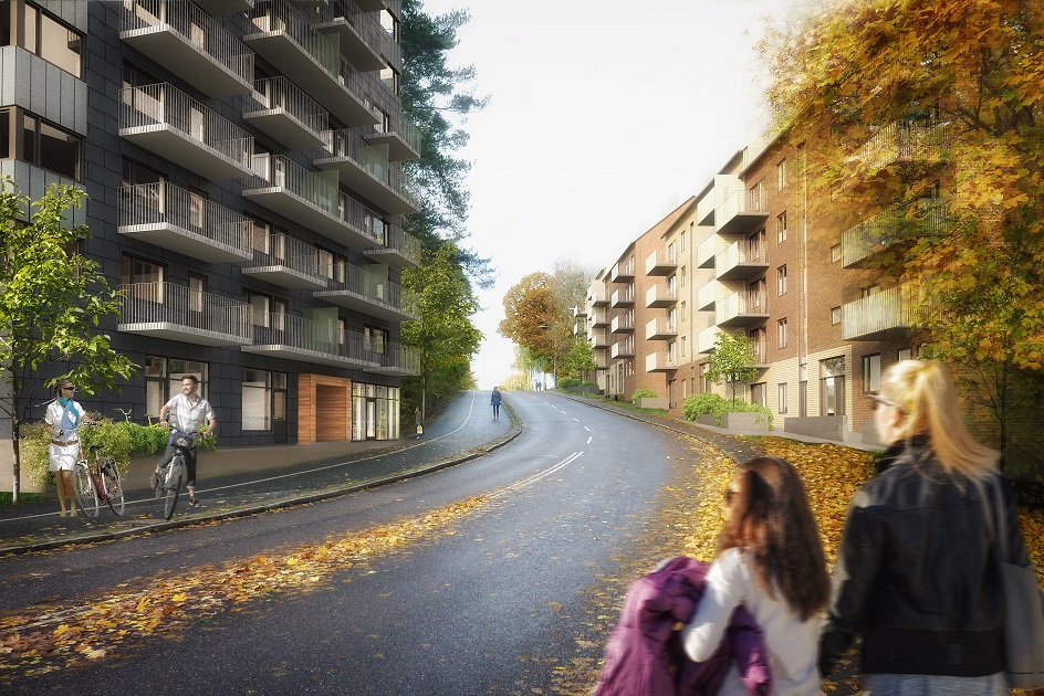 Här en konceptbild som visar hur det nya bostadsområdet kan se ut i Robertshöjd, Göteborg