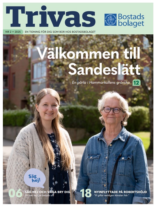 Framsida på tidningen Trivas. En kvinna ler in i kameran.