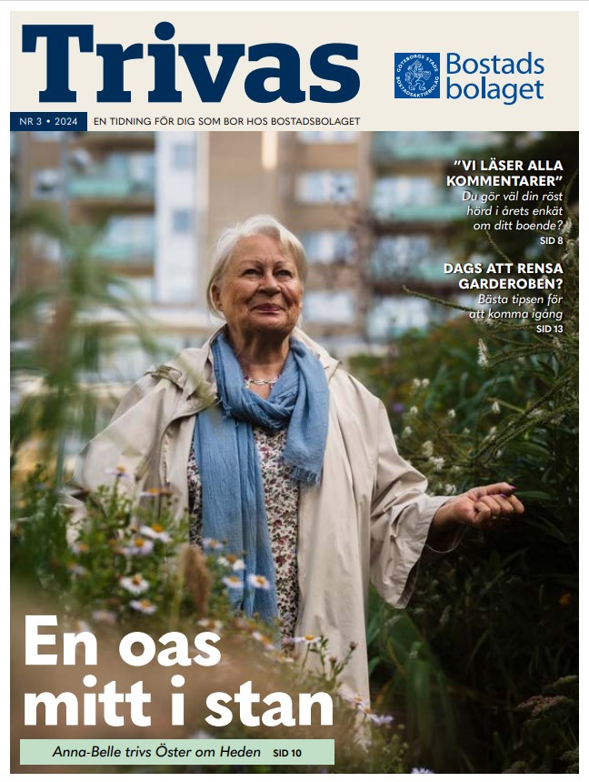 Framsida på tidningen Trivas. En man ler in i kameran.